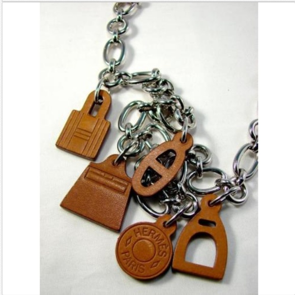 Hermes Belt Olga Charms Barenia Leather & Palladium Chain 2012 in Box - Picture 4 of 10